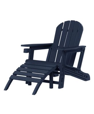 No-Tools Outdoor HDPE Patio Adirondack Chair with Patio Ottoman