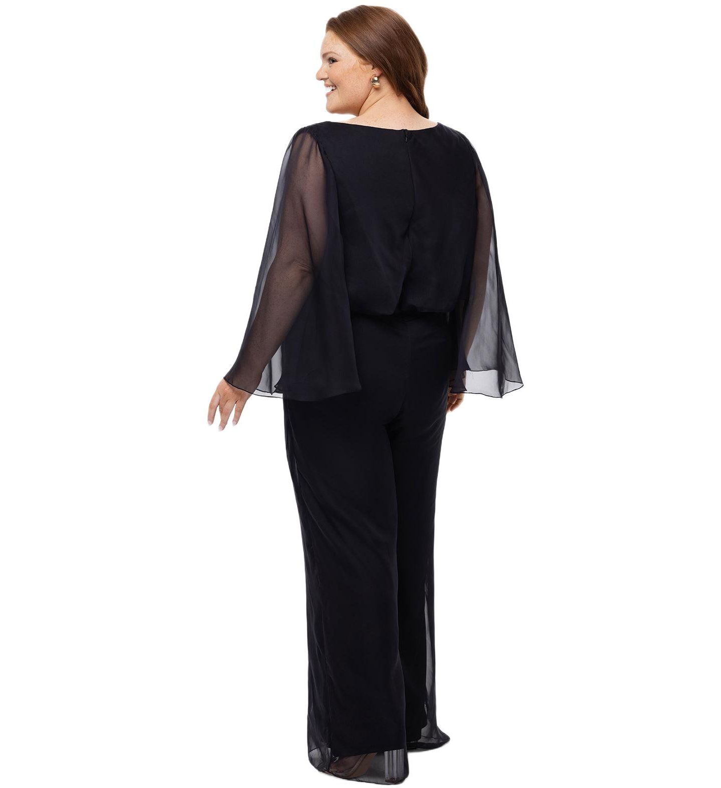 Женский комбинезон Celebrations by Sydney's Closet Scoop Neck Wide Leg Jumpsuit with Sleeves, цвет: Чёрный — фото 3