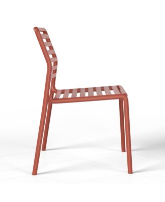 7-Piece Metal Rectangular Patio Dining Table Set With Stackable Plastic Dining Chairs For 6