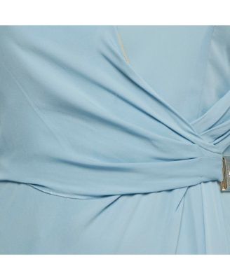 Women's Collection Blue Silk Drape Detail Maxi Dress