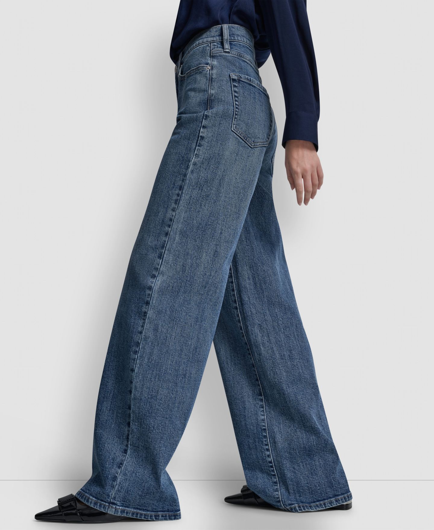 Женские джинсы DKNY Jeans Petite High-Rise Modern Wide Leg, цвет: Amsterdam — фото 6