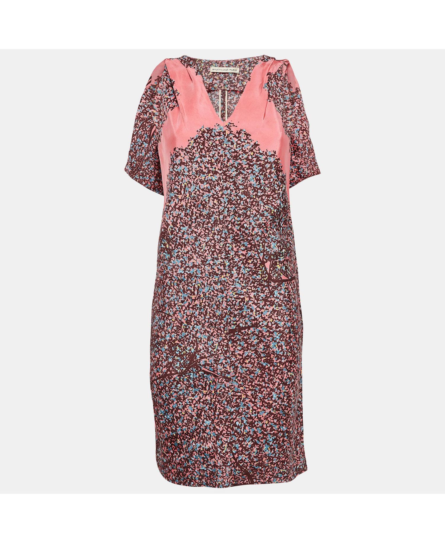Women's Paris Pink Printed Silk Sleeveless Mini Dress