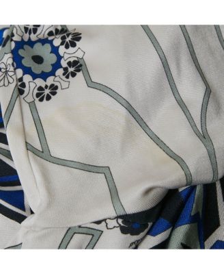 Women's Firenze White Printed Silk Short Dress