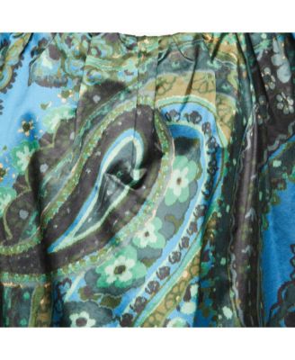 Women's Multicolor Paisley Printed Satin Midi Dress