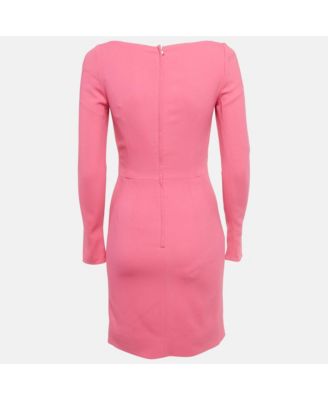 Women's Pink Crepe Crossover Neck Mini Dress