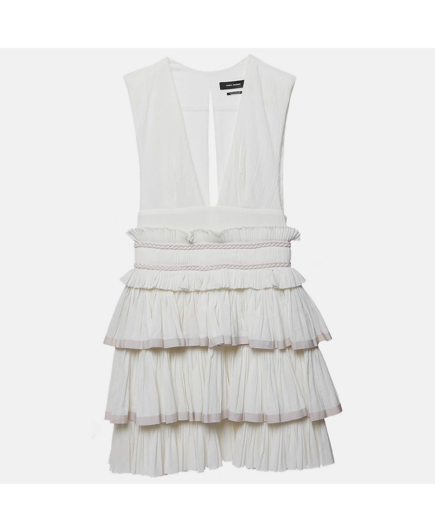 Women's White Cotton V-Neck Ruffled Glory Mini Dress