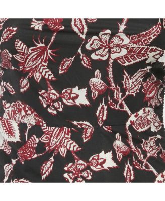 Women's Brown Floral Print Cotton One Shoulder Mini Dress