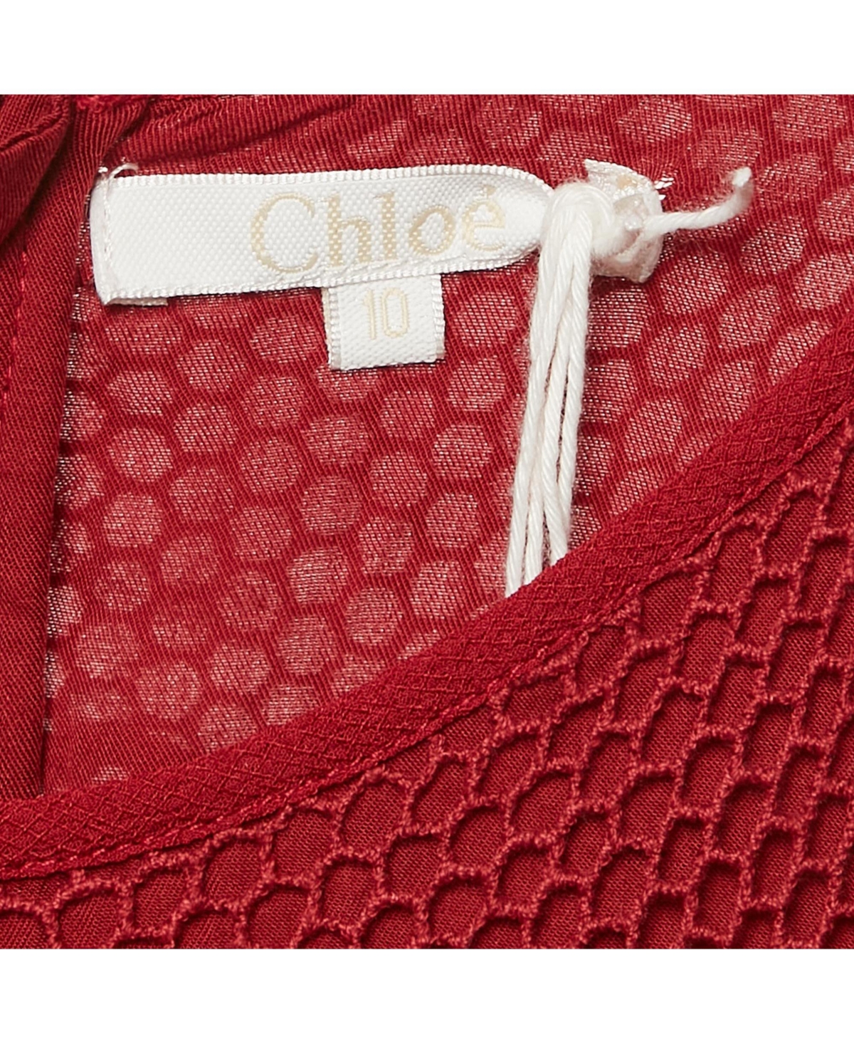 Pre-Owned Chloe Women's Red Crepe Ruffled Lace Overlay