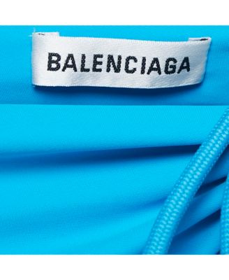 Women's Blue Jersey Ruched Asymmetric Mini Dress