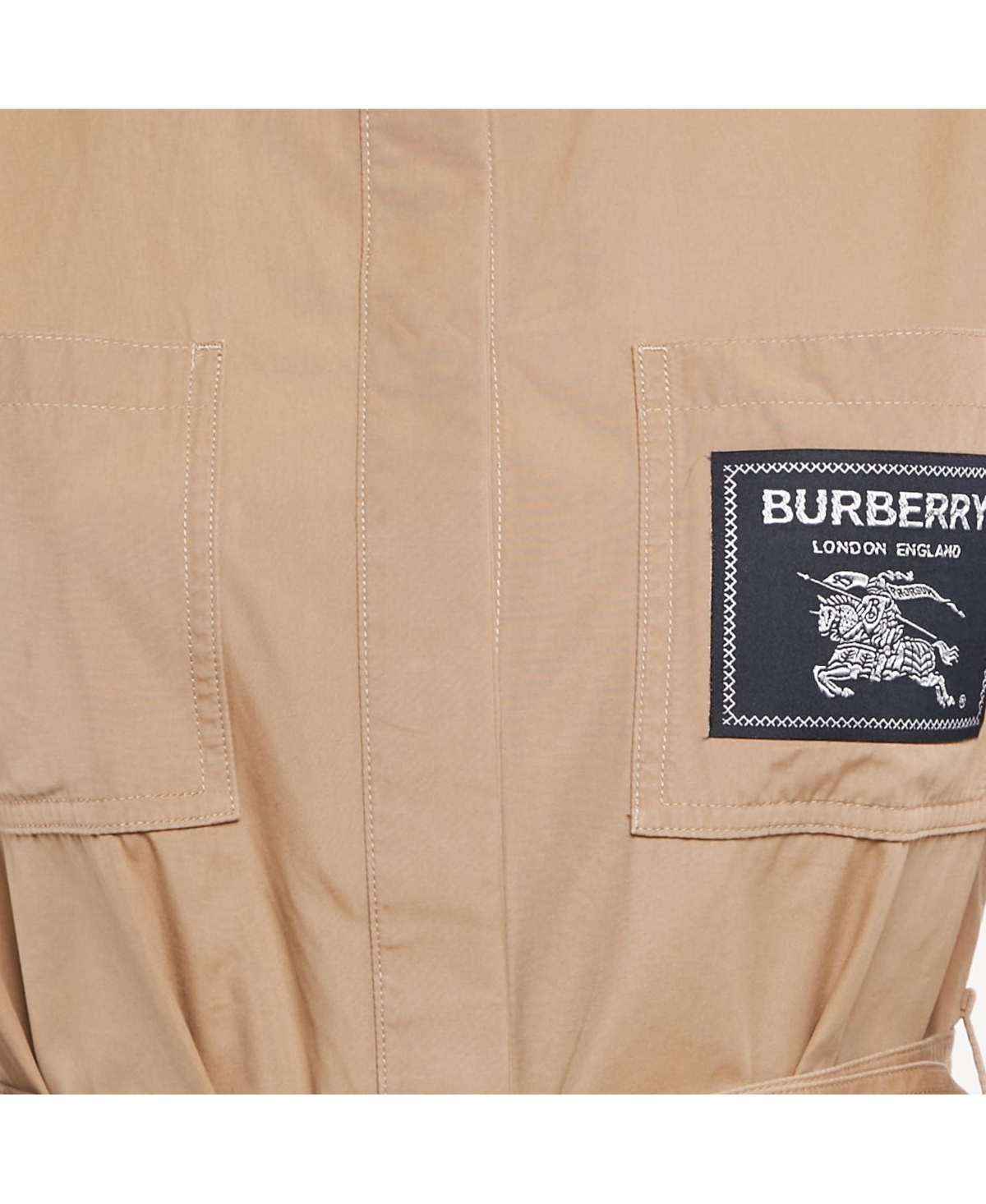 Pre-Owned Burberry Women's Brown Cotton Label Detail Button Front Belted Short Dress