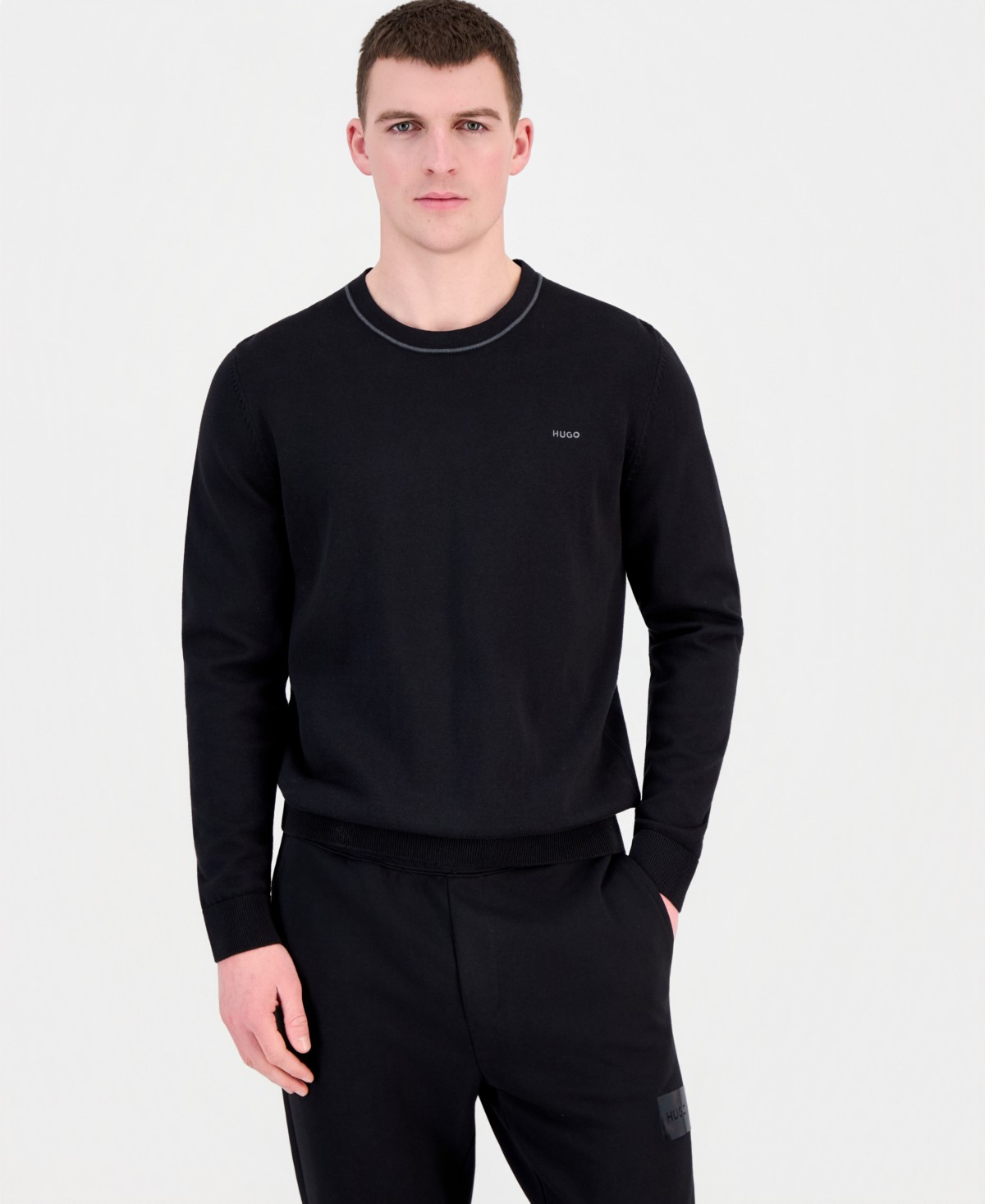 Мужские HUGO by Hugo Boss Men's San Cassius Long-Sleeve Crewneck Sweater — фото 1