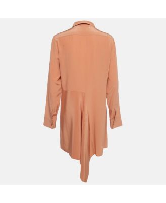 Women's Peach/light Orange Silk Asymmetric Midi Dress