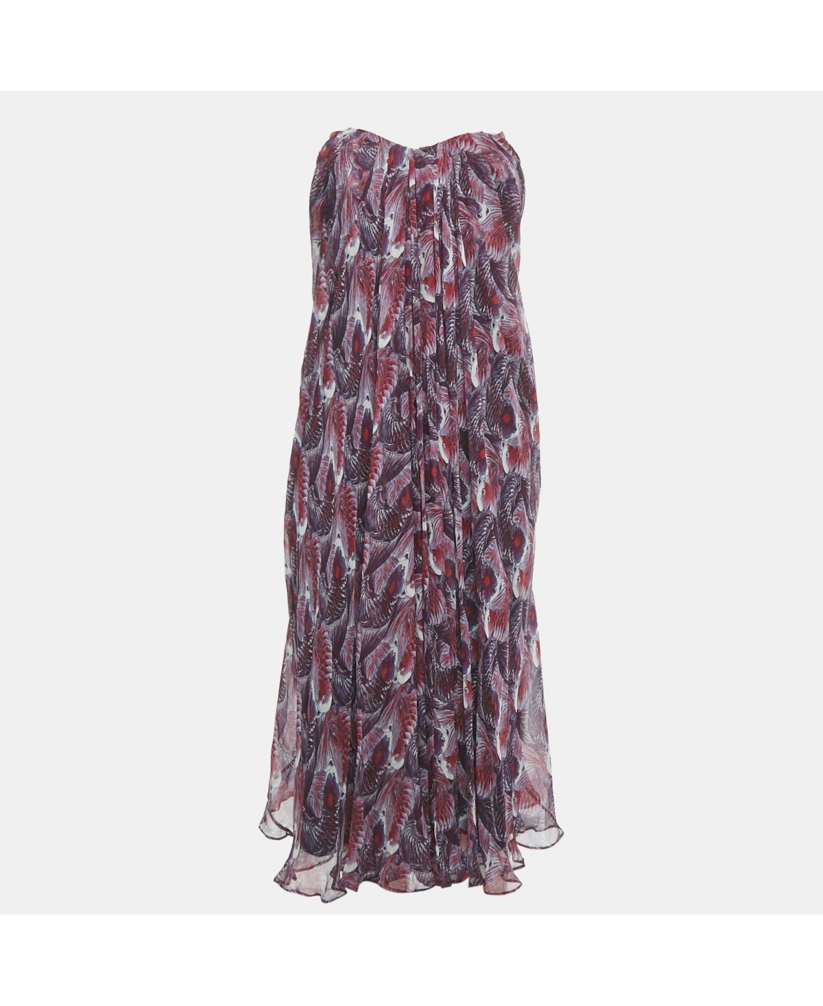 Pre-Owned Alexander Mcqueen Women's Purple Printed Strapless Midi Dress
