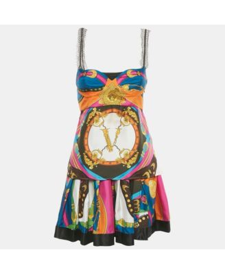 Women's Multicolor Printed Silk Top And Skirt Set