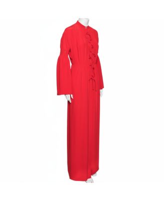 Women's Red Silk Button Down Maxi Dress