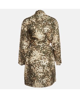 Women's Green Camouflage Print Silk Mini Dress