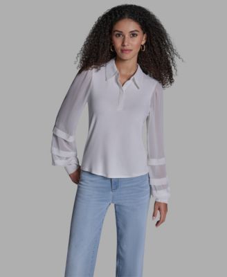 Women's Slim Fit Collared Button-Up Top