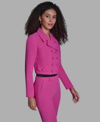 Women's Cropped Double Breasted Collared Jacket