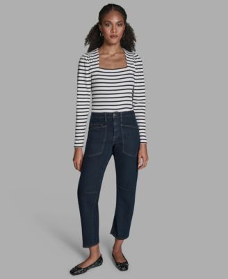 Women's Seamed Barrel Mid-Rise Jeans