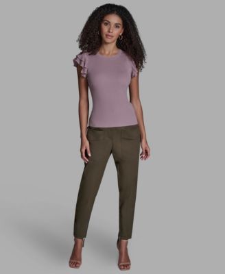 Women's Crewneck Ruffle Sleeve Sweater Top