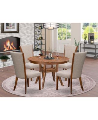 5 Piece Dining Table Set Contains 48" Round Table In Light Tan Color