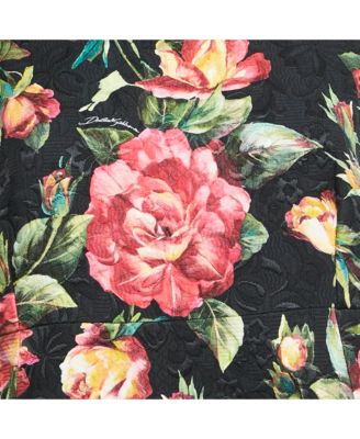 Women's Black Floral Print Jacquard Cotton Blend Sleeveless Mini Dress