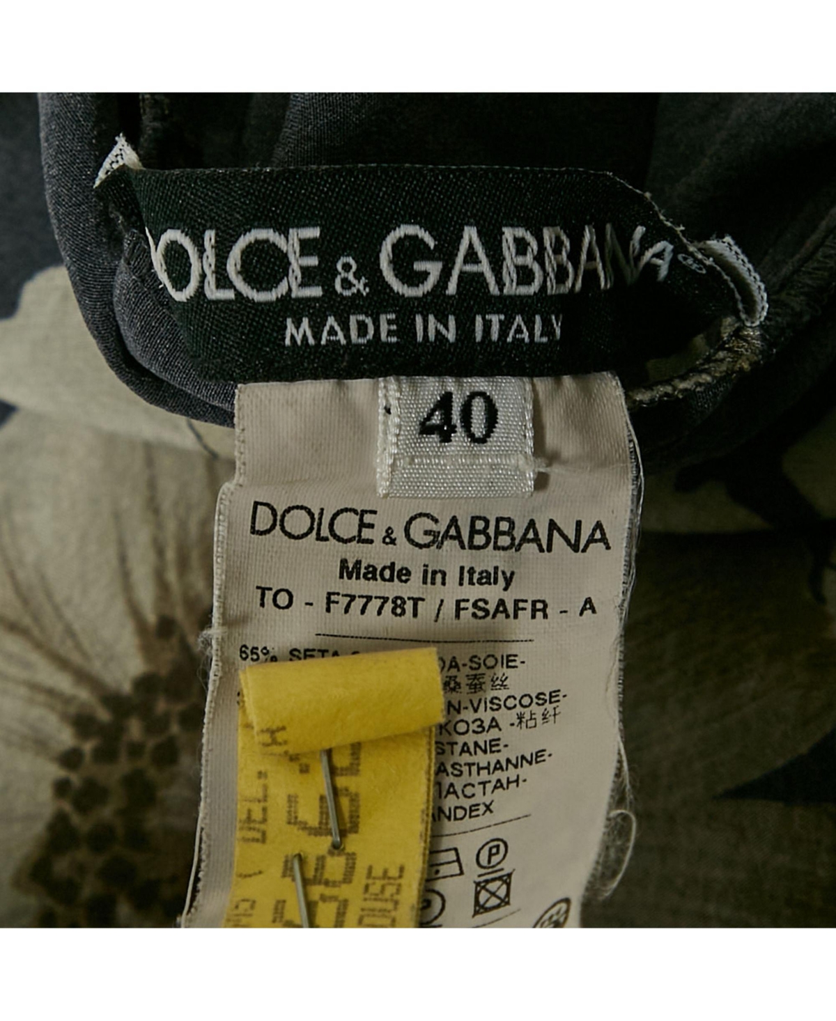 Pre-Owned Dolce & Gabbana Women's Dark Grey Floral Print Silk Blend Draped Top