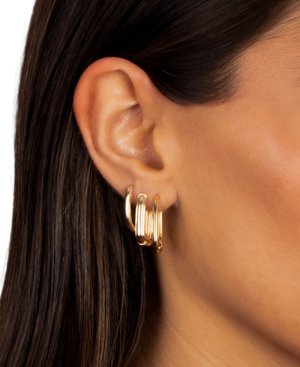 by Adina Eden Solid Graduated Width Gold Plated Paperclip Earring Combo Set