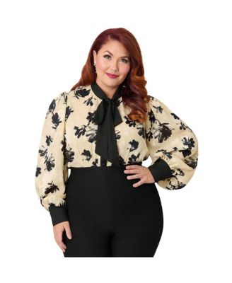 Plus Size Long Sleeve Neck Tie Gwen Blouse