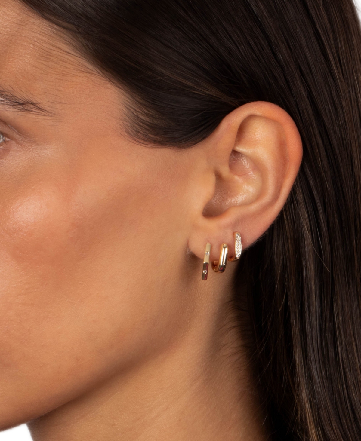 by Adina Eden Solid, Pave Square Octagon Gold Plated Earring Combo Set