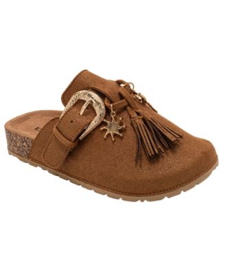 Girls' 1-13 Western Buckle Details Slip-On Mules