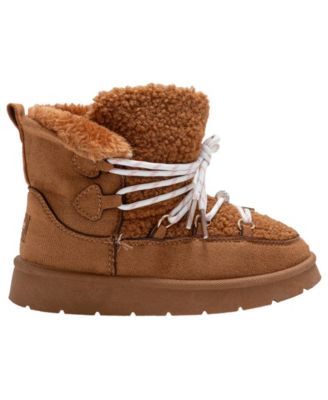 Girls' 1-13 Lace-Up Logo Charm Winter Boots
