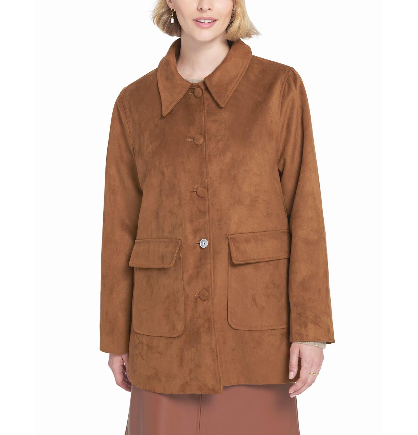 Женская куртка ELLE Collection Faux Suede Car Coat Utility — фото 1