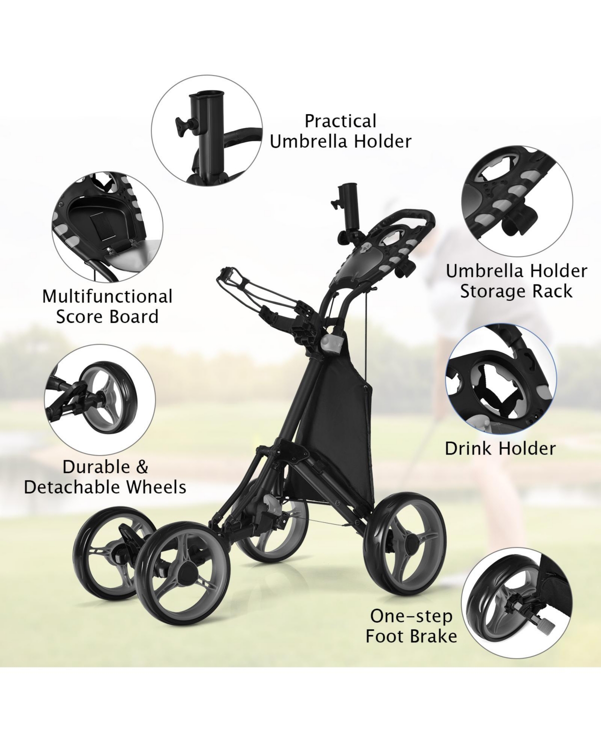 Givimo Golf Push Pull Cart with Foot Brake