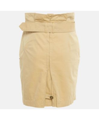 Women's Brit Beige Cotton Belted Mini Skirt