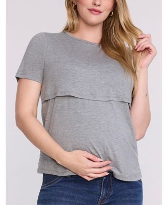 Women's Crewneck Short Sleeve Nursing Tee - Motherhood Maternity