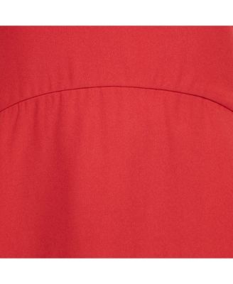 Women's Red Crepe High-Low Flared Top