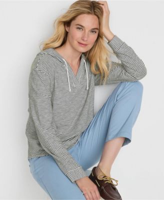 Women's Long Sleeve Slub Hooded Popover