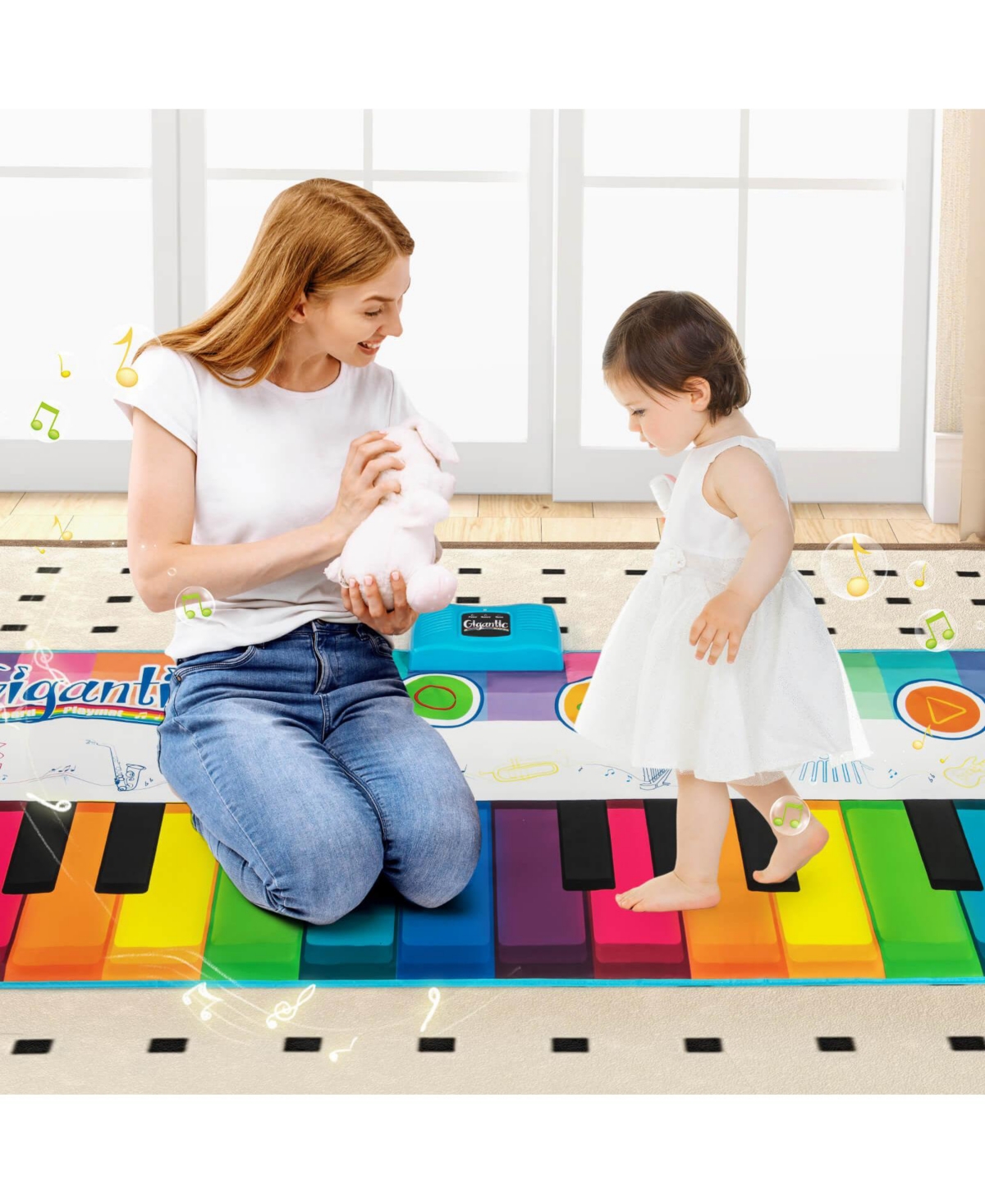 6 Ft Floor Piano Mat Giant Piano Keyboard Dance Mat with 24 Keys for 3+ Years Old