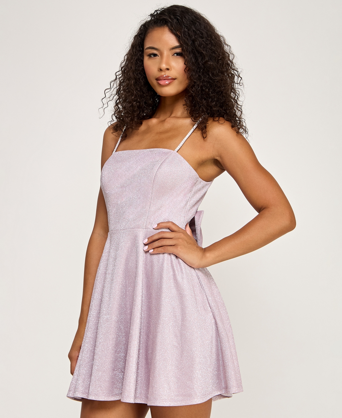 City Studios Juniors' Sheri Shine Square Neck Dress