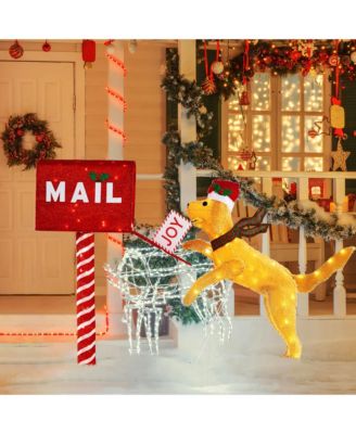 3.5 FT Lighted Dachshund Climbing Mailbox Pre-Lit Christmas Holiday Decoration