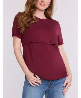 Women's Crewneck Short Sleeve Nursing Tee - Motherhood Maternity