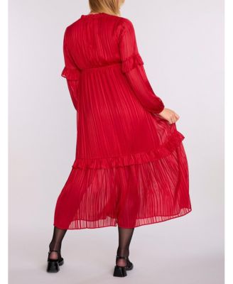 Maternity V-Neck Long Sleeve Tiered Maxi Dress - Motherhood