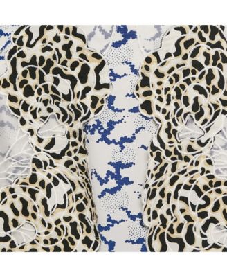 Women's White Printed Silk Layered Midi Skirt