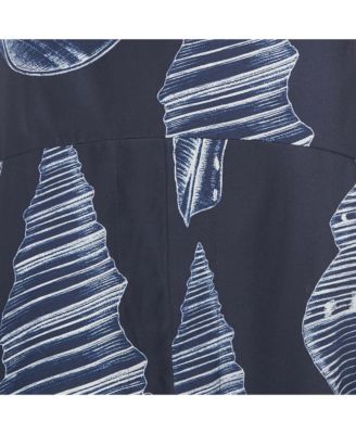 Women's Blue Ariah Shell Print Sati Silk Midi Skirt