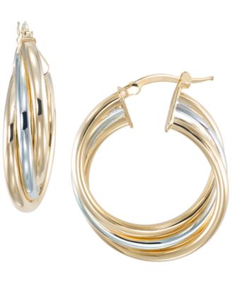 Two-Tone Interlocking Hoop Earrings