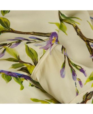 Women's Floral Print Silk Long Sleeve Shirt