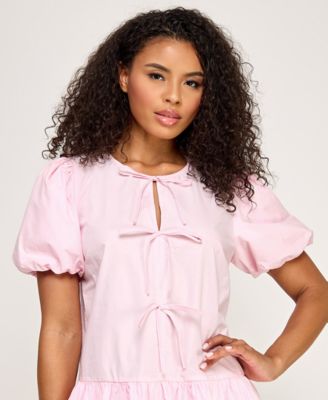 Juniors' Bow Detail Mini Dress