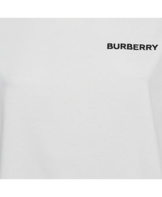 Women's White Logo Embroidered Cotton Crew Neck T-Shirt