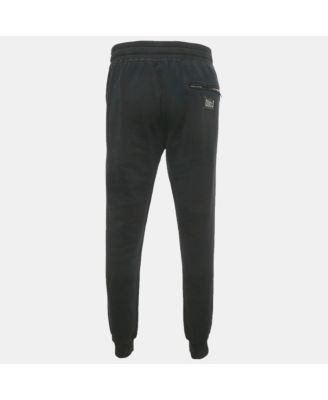 Men's Black Cotton Logo Plaque Detail Joggers
